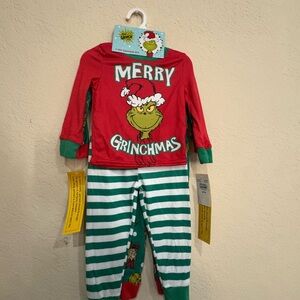Set of two Red and Green Grinch Christmas Pajamas size 2T